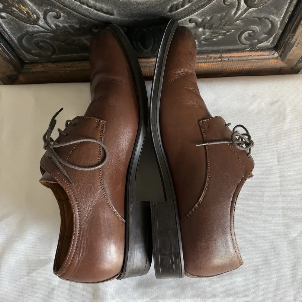 Broletto Brown Italian Lace Up Oxford Leather Shoes Professional Office Mens 9.5